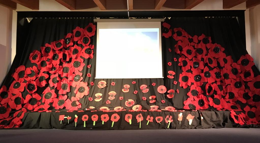 The first thing to strike us was the amazing poppy display that Mr Hollands had created using all the felt, paper and wire poppies that