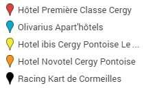 These hotels are close to each other and about 10/15min away from the track (10km).