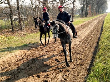 i Rarick rides on practice tracks at Maison Lafitte, the lush horse country west of Paris where she trains.
