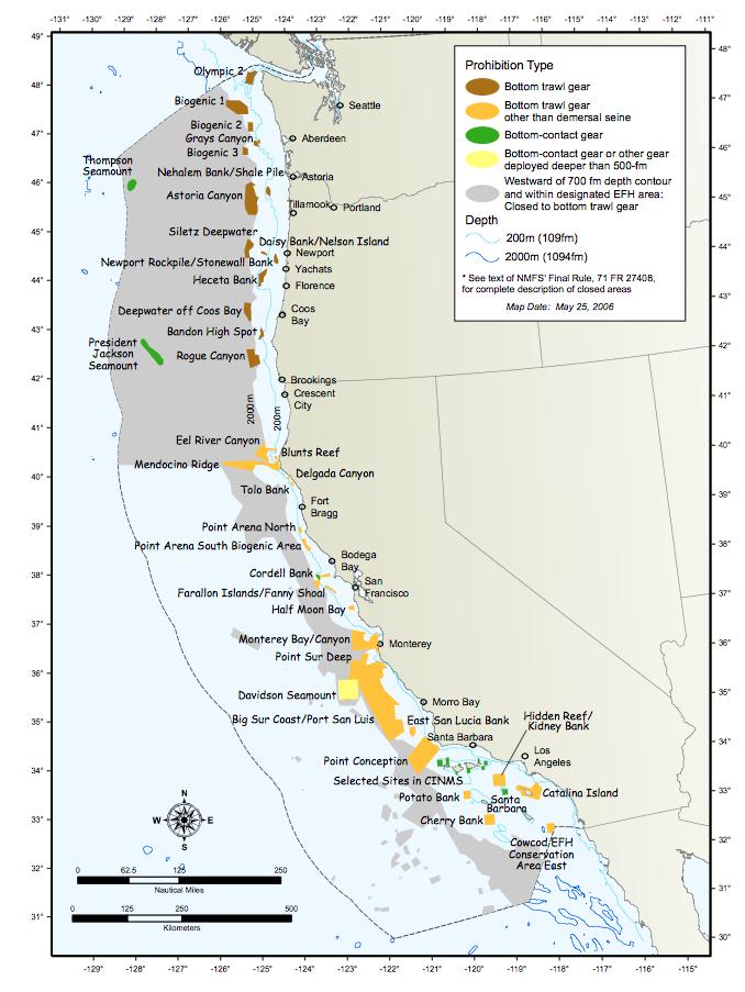 Figure 48 Essential Fish Habitat (EFH) area closures to protect