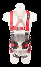 shoulders, chest, waist & legs Comfort pads 1 x Sternal D-Ring Adjustable shoulders & chest Quick Connect