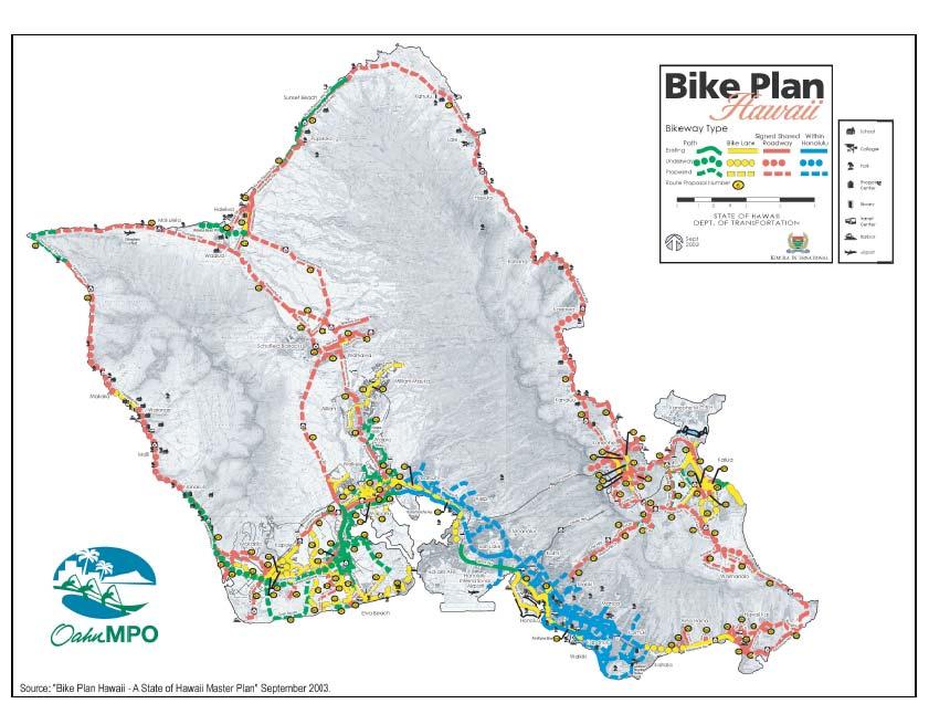 Figure 5-1: Bikeway System Map 5.1 Existing As of 2003, approximately 208 miles of bikeway facilities are available statewide; Oahu is home to 98.