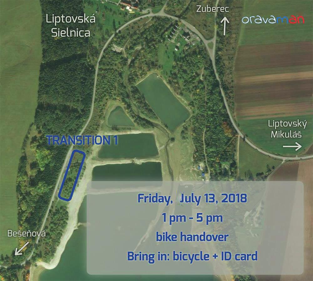 Handover of bikes - T1 Friday July 13th 2018 at the race start Liptovská Mara (T1): 1:00 p.m.