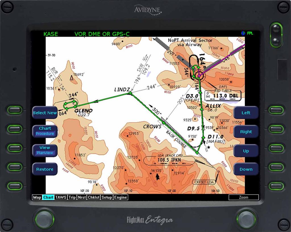 Section 9 Supplements Section 1 - General Cirrus Design Avidyne CMax Electronic Approach Charts allows the pilot to view terminal procedure chart data on the EX5000C MFD.