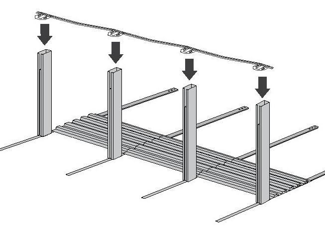 (Image ) PLEASE SEE NOTE ON NEXT PAGE IN REGARDS TO THE DIFFERENT LENGTHS OF BOTTOM RAILS. b. Insert the end of each bottom rail into the bottom plate.