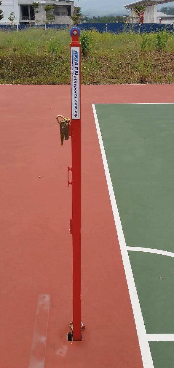 It is installed in the ground to slot in the badminton post. The ground socket matches the badminton post exactly. Order No.