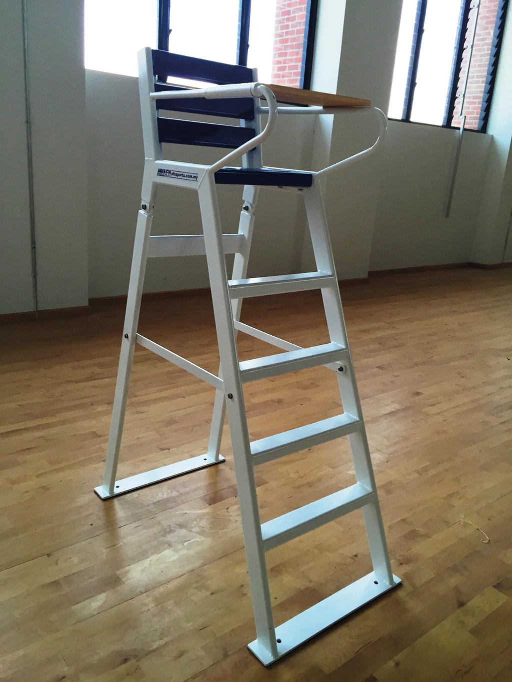 Umpire Chair, Deluxe Order No. 60121 The badminton umpire chair is made from special extra sturdy aluminium profiles.