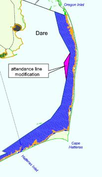 Modifications to line near Rodanthe Allows fishing in deeper water to west still