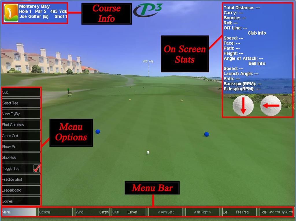 Image # 2: At the tee box with Menu option open.