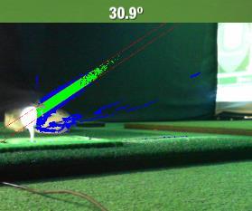 You ll note the Launch Angle is displayed above the window. You ll also note the red lines are now shown at the angle of ball launch. The green fill is the streak of the ball.