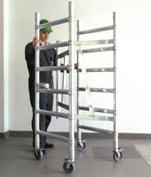 As with ladders and any other type of access equipment, the risk of toppling for higher-level podiums and towers is an issue. Scaffolding stability standards apply to work platforms at or above 2.