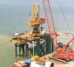 The foundation piles for the seven jacket piers were drilled with the Top Drill BA 2500 and a