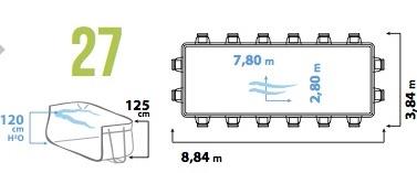 120 2.80 x 7.80 m. POP 120 27 BOA SWIMMING POOL KIT COMPLETE WITH BOA FILTER, VACUUM CLEANER, LADDER KITPOP27xB 4,270.