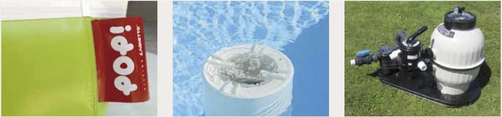 FEATURES POOL LINER PATENTED LAGHETTO SKIMMER ASTRALPOOL SAND FILTER LINER Made of PVC coated polyester fabric membrane is incredibly strong (it easily pass DIN 53354 test up to tracron of 450Kg on 5