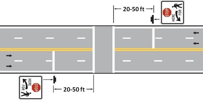 the crosswalk will make motorists aware of the preferred stopping location as pedestrians cross the roadway.