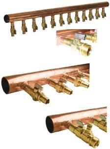 Valves, 12 outlets 2" x 4' Copper Valved Manifold with ⅝" ProPEX Ball and Balancing Valves, 12 outlets 2" x 4' Copper Valved Manifold with ¾" ProPEX Ball and Balancing Valves, 12 outlets 2" x 4'