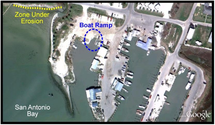 Figure 11. Location of the City of Seadrift Marina Boat Ramp. Wind Surfing Electricity/Lighting Fresh Water Wildlife Viewing User s Fee Shoreline Access Bill Sanders Memorial Park Boat Ramp.