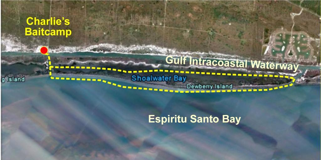 shorelines of Espiritu Santo Bay, but south of Dewberry Island. The strong wind is an important factor that should be considered when navigating these areas. Figure 18.