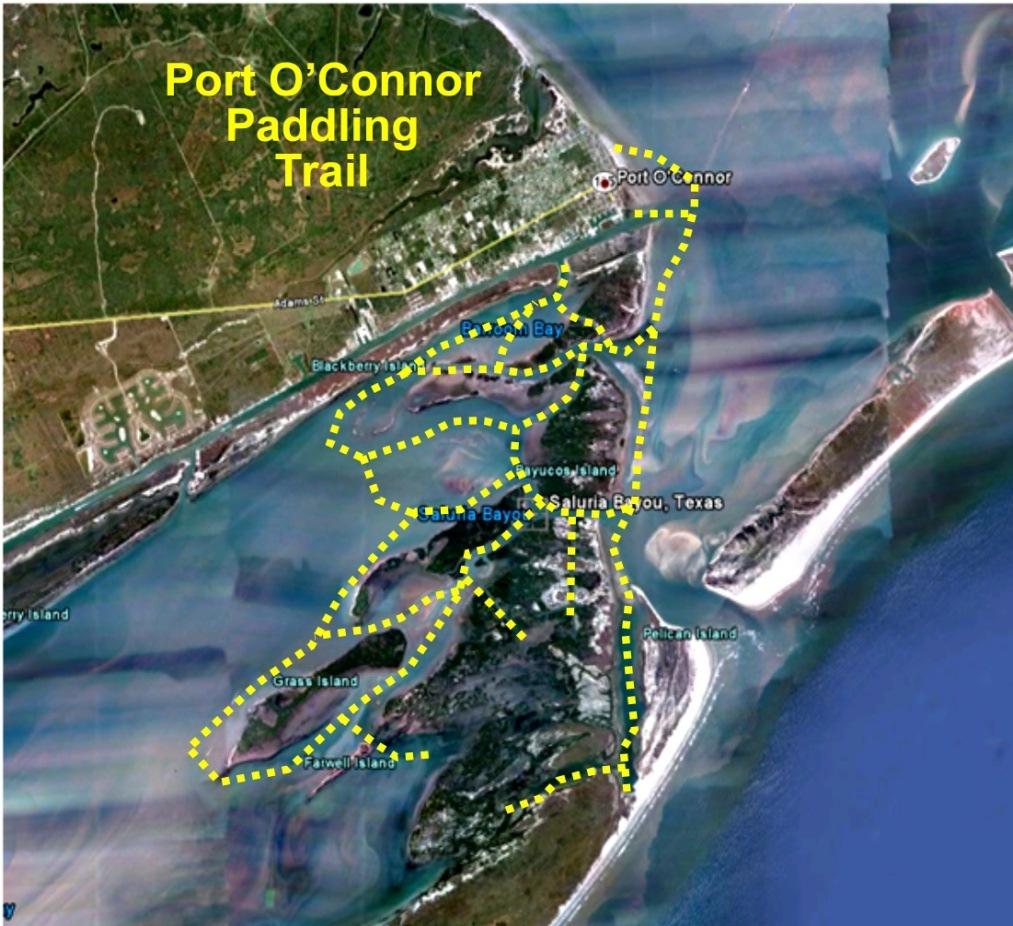 Figure 24. The Port O'Connor Paddling Trail consists of trails, which are interconnected and can be accessed from different sections in Port O Connor. Alamo/Indianola/Magnolia Beach paddling trails.
