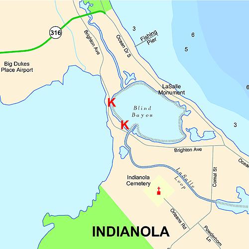 Figure 26. Kayaking paddling trails and launching sites at Blind Bayou. Figure 27. Location of the paddling trails in Alamo, Indianola and Magnolia Beach.