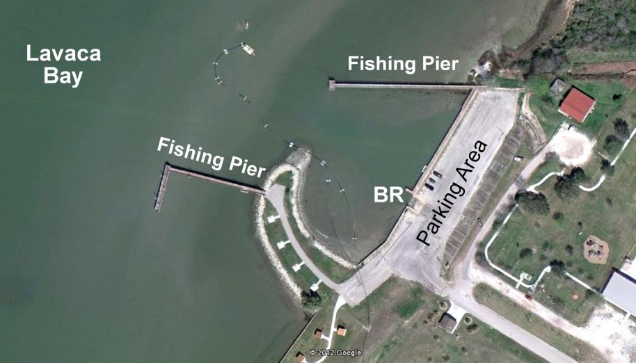 Point Comfort has two fishing piers: one is a L-shape pier and the other is a single lineal pier.
