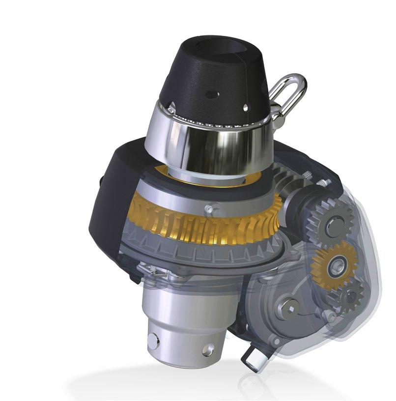 On the technical side The 48V brushless motor connects to a gear box and a steel/bronze worm gear, transmitting the torque to the luff extrusion