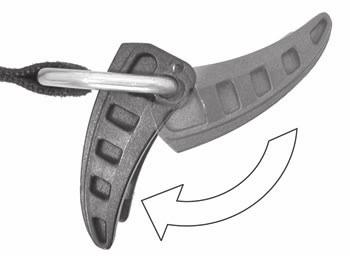 While firmly holding the metal D-ring, rotate buckle back towards
