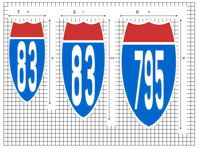 of the US highway shields used in practice is also similar to these dimensions. Neither the SHS manual nor MUTCD gives any guidance to shield dimensions other than the interstate shield.
