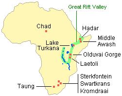 East African sites along the Great Rift Valley