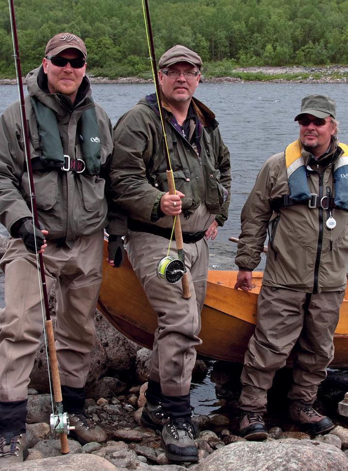 a team of four of us: Matti as boss, my friends Antti and Timo, both very skilled fly casters and fishers, and me.