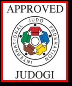 IJF LABEL Identification of the IJF conformity. Unforgeable optical label, of 15.75 cm² (3.5 cm X 4.5 cm) certifying that the judogi complies with the IJF current rules.