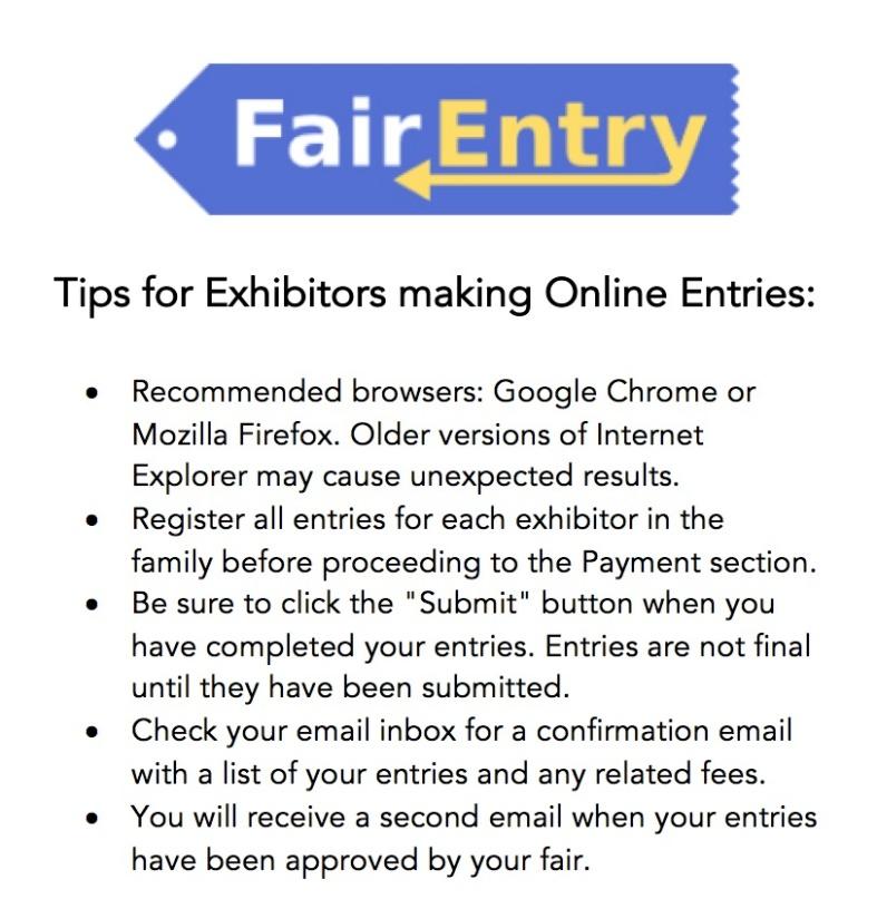 ENTRIES 1. Participants must enter the FairEntry system. For FairEntry system go to www.ext.vt.edu/youthlivestock under Shows and then State Fair prior to August 15 th.