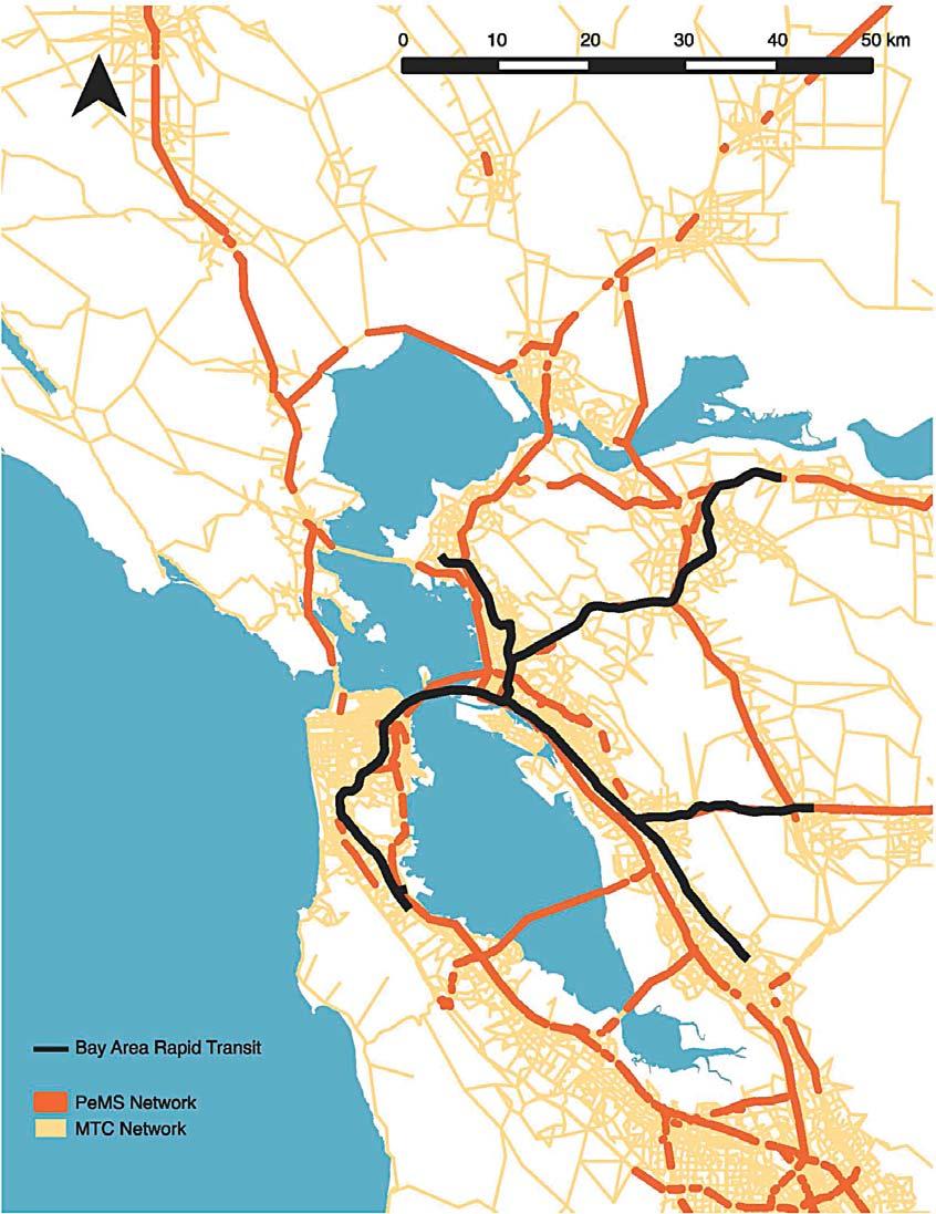 TRANSPORTATION PLANNING AND TECHNOLOGY 3 Figure 1. (Colour online) Map of the Bay Area showing BART routes and road network.