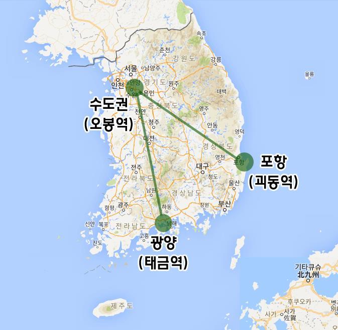 Uiwang ICD Route by Cargo Type Steel Major route Uiwang ICD Pohang Gwangyang Annual Trade Volume in 2016 Measurement Car Ton Cold Steel 9,695