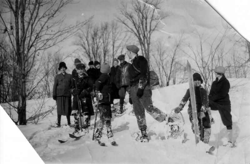 School trip in the snow Barre, Vermont 1920-1940 LS 05162 The tracks of skiing