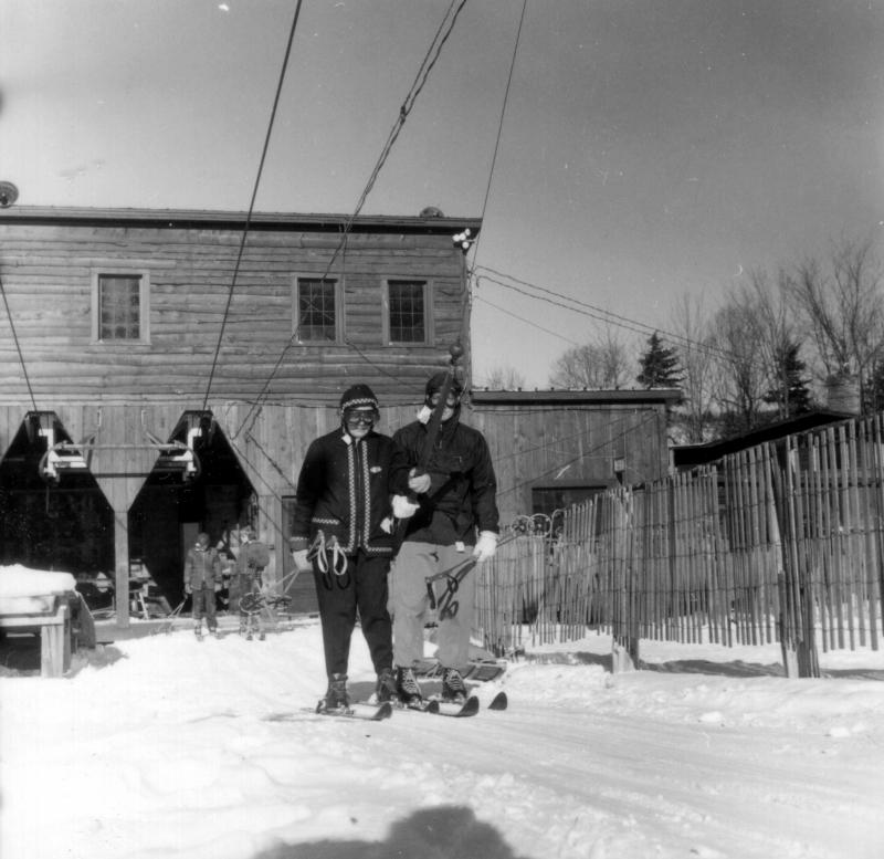 early days: three mountains and the development of skiing Skiers on a chair lift LS 10735 Stowe, Vermont