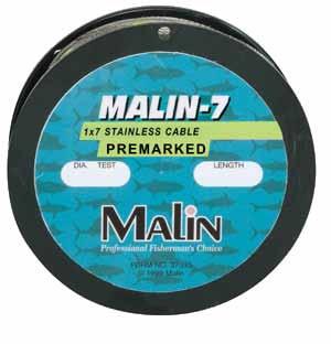 Pre-Marked Malin - 7, 1 X 7 Stainless Steel Trolling Cable 7 Controlling your depth is eaier than ever with our Pre-Marked Malin - 7 trolling cable.