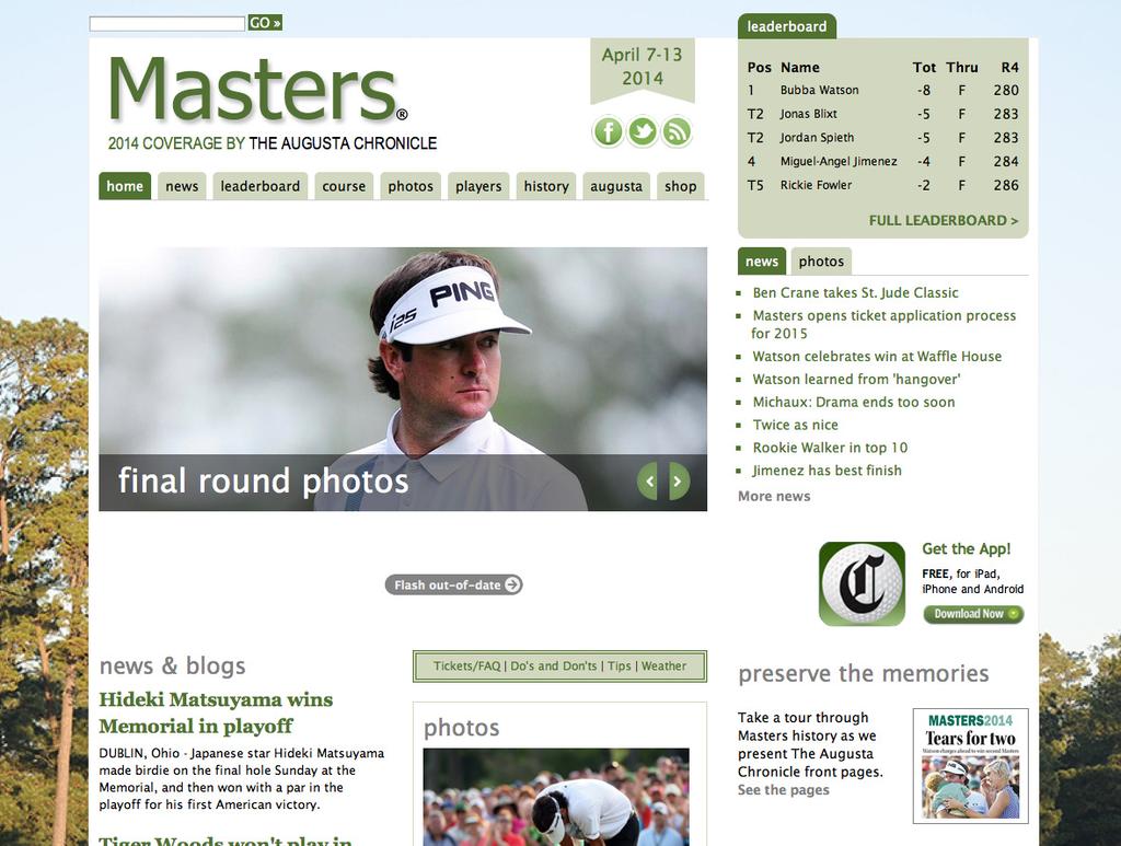 MASTERS 2016 ABOUT PRINT INTRODUCTION Premier digital destination for The Augusta Chronicle s repeated national award-winning Masters Tournament coverage.