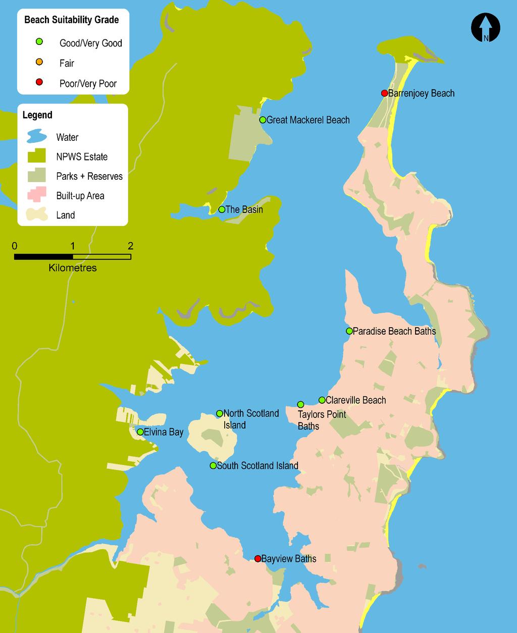 Sydney Region Northern Sydney (Pittwater to Manly) Sampling sites and
