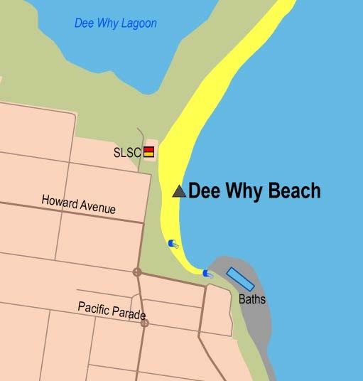 Sydney Region Northern Sydney (Pittwater to Manly) Dee Why Beach Beach Suitability Grade: VG. Dee Why Beach is backed in part by a park and picnic area and there is an ocean pool at the southern end.