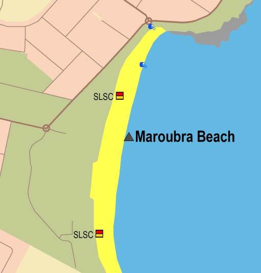 Sydney Region Central Sydney (Bondi to Little Bay and Sydney Harbour) Maroubra Beach Beach Suitability Grade: VG. Maroubra Beach is one kilometre long.