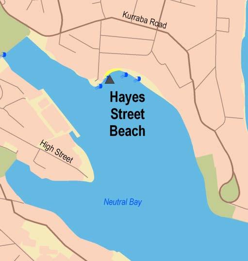 Sydney Region Central Sydney (Bondi to Little Bay and Sydney Harbour) Hayes Street Beach Beach Suitability Grade: G.
