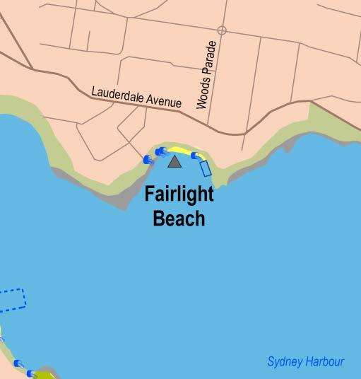 Sydney Region Central Sydney (Bondi to Little Bay and Sydney Harbour) Fairlight Beach Beach Suitability Grade: G. Fairlight Beach is a narrow beach located in North Harbour.