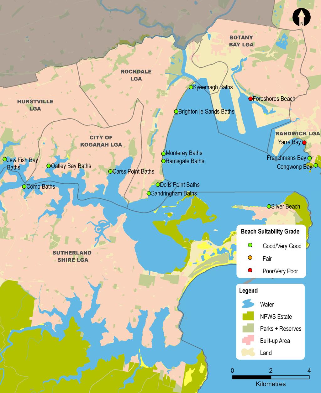 Sydney Region Southern Sydney (Sutherland and Southern Harbours) Sampling sites and Beach