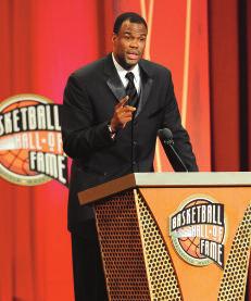DAVID ROBINSON ROBINSON GAME-BY-GAME 50 David Robinson gives his enshrinement speech during his induction to the Naismith Memorial Basketball Hall of Fame in 2009.