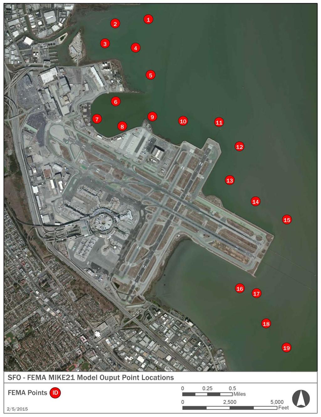 San Francisco International Airport Daily and Extreme Tide Elevations This section provides the existing tidal elevations at specific points along the Bay shoreline of the San Francisco International