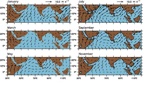 2 THE INDIAN SUMMER MONSOON soon, then creating a large arc, cross the equator and sweep in over the Indian subcontinent as part of the ISM (Wallace and Hobbs, 2006).