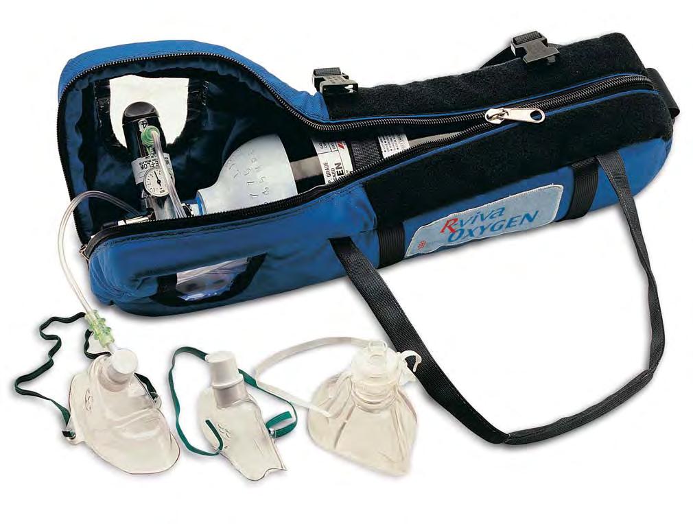 RESUSCITATION RESUSCITATION KITS R-VIVA OXYGEN THERAPY KIT Simple, lightweight and resilient Comfortable carry handle and shoulder strap Stretcher attachment straps to secure the unit during