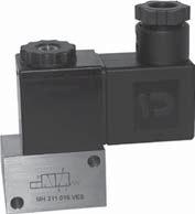 2.10.2.1 page 190 MH 311 015 VES MH 311 015 VES Direct acting 3/2-way solenoid valve equipped with mechanical spring return.