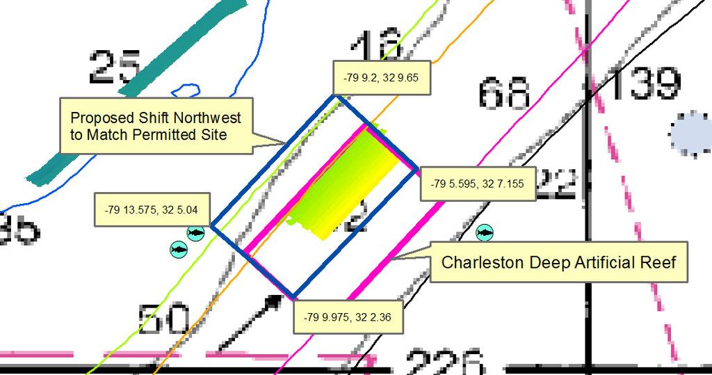 2.7 Action 7. Move the Existing Charleston Deep Artificial Reef MPA 1.4 miles to the Northwest to Match the Boundary of the Permitted Site Alternative 1. No Action.